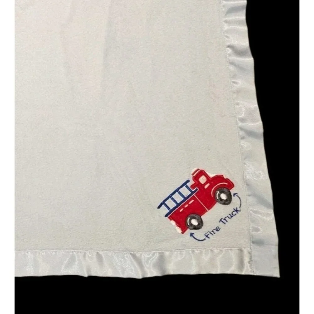 Gerber Light Blue Baby Blanket Satin Trim Firetruck 30